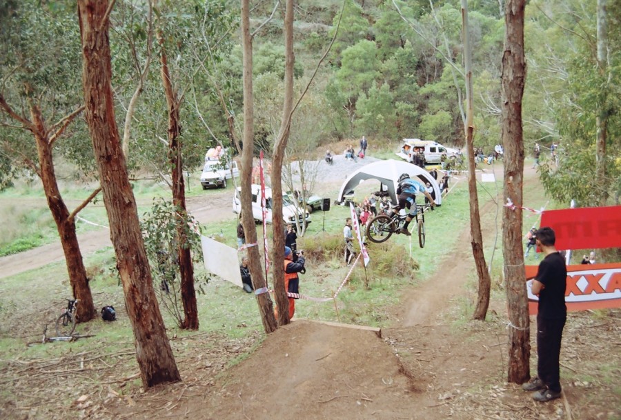 The big jump into the finish area, Tom Matto puts on a show.