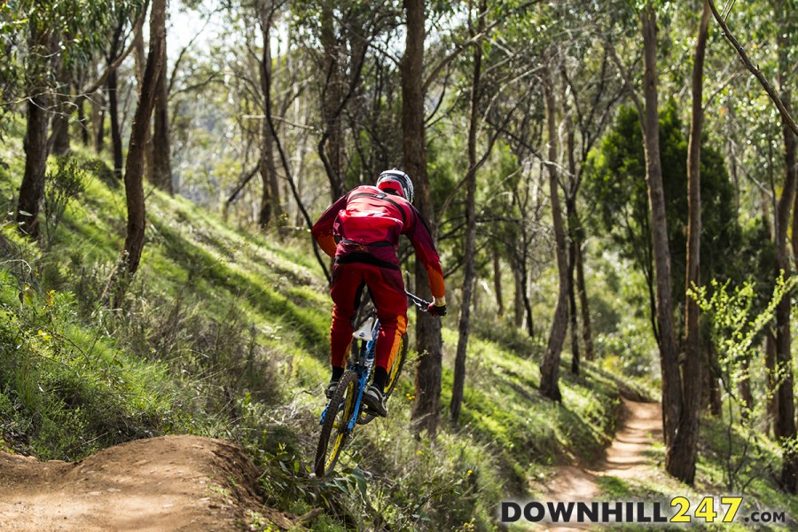 Steve Gebert flew past us near one of the high speed sections before dropping in to continue his run.