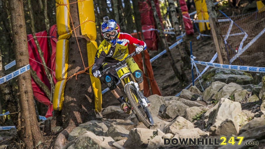 The man to beat in the World Cup series this year, Gee Atherton, took the fastest qualifying spot by just over 0.1 seconds, he will have to throw down faster come Sunday to keep the rest of the pack from bettering him.