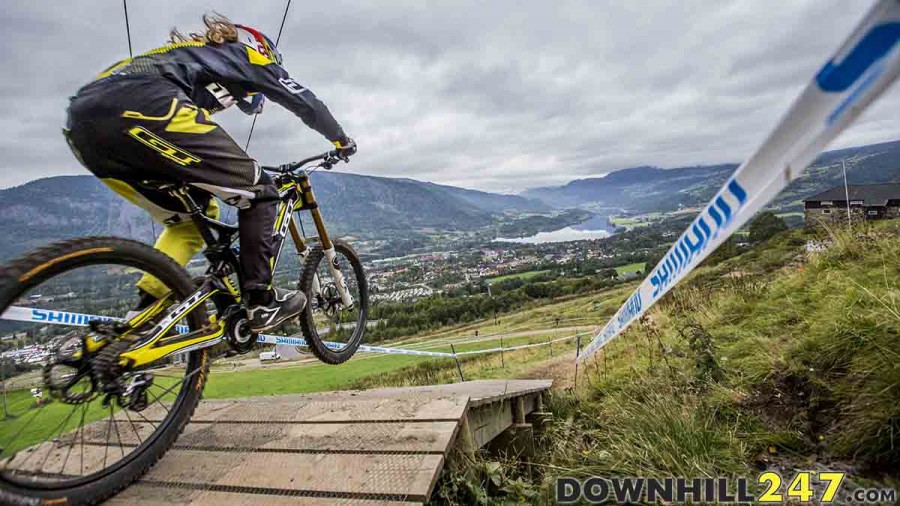 After claiming the title of 2013 World Champion, Rachel Atherton is just as fast this weekend. Here she sends it amongst the breathtaking Norwegian scenery. 