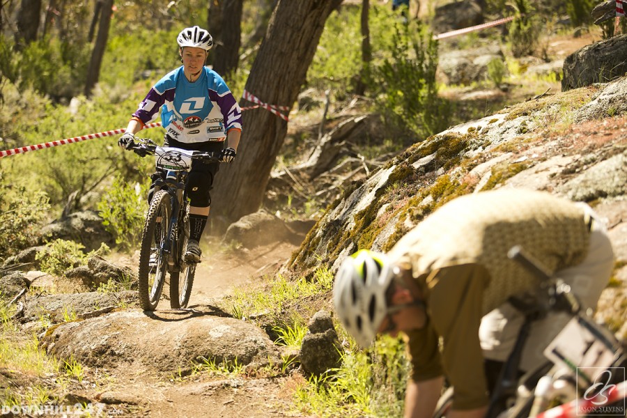 Lucy Crundwell makes her way down track. 