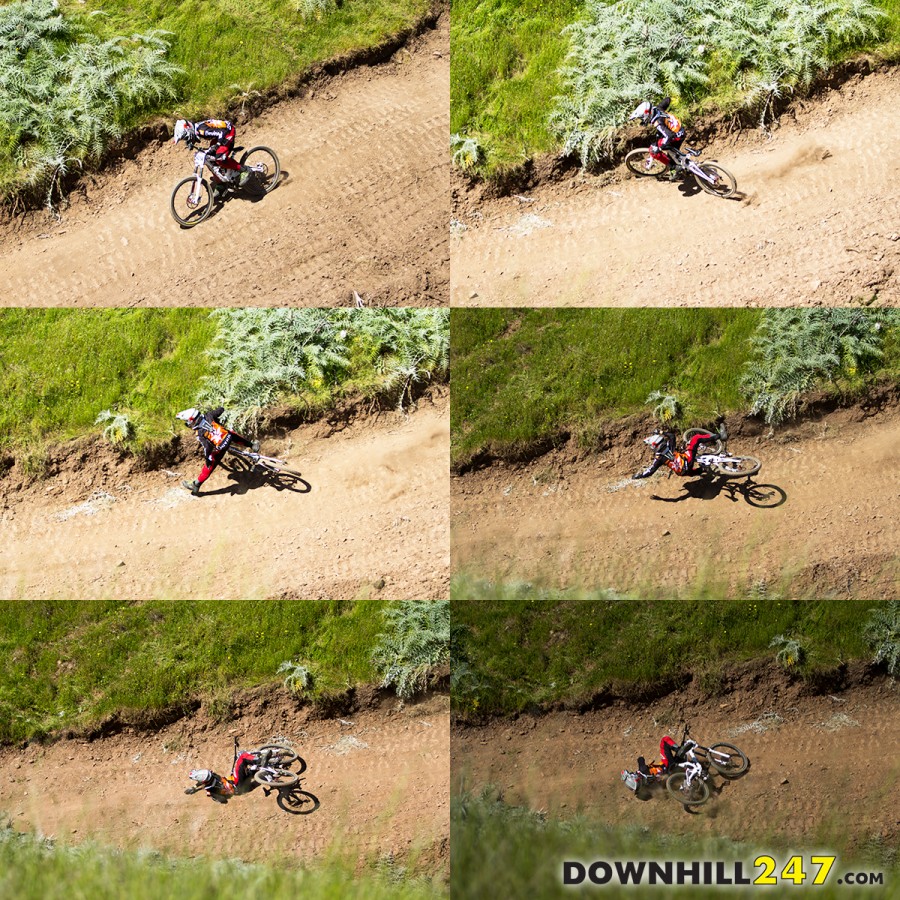 Ouch! He walked away though, literally crashing a few metres from the finish beam.