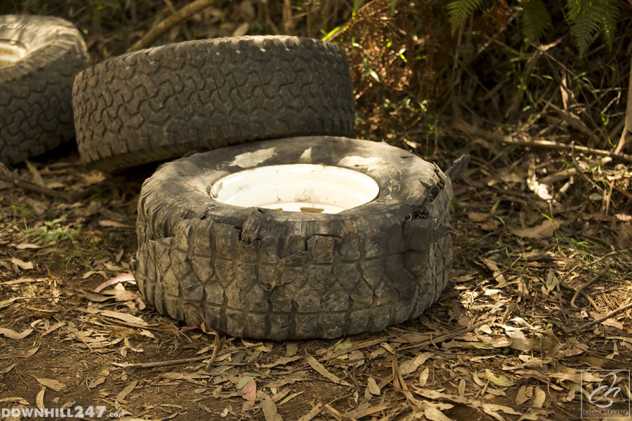 The rocky shuttle road took its toll on the shuttle vehicles, with many tires deciding they'd rather not stay inflated.