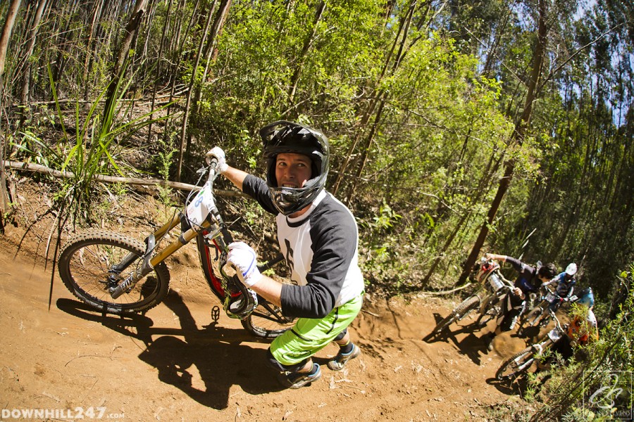 Theres always a smile from this man, Jesse Beare pushes up track after the rider injury.