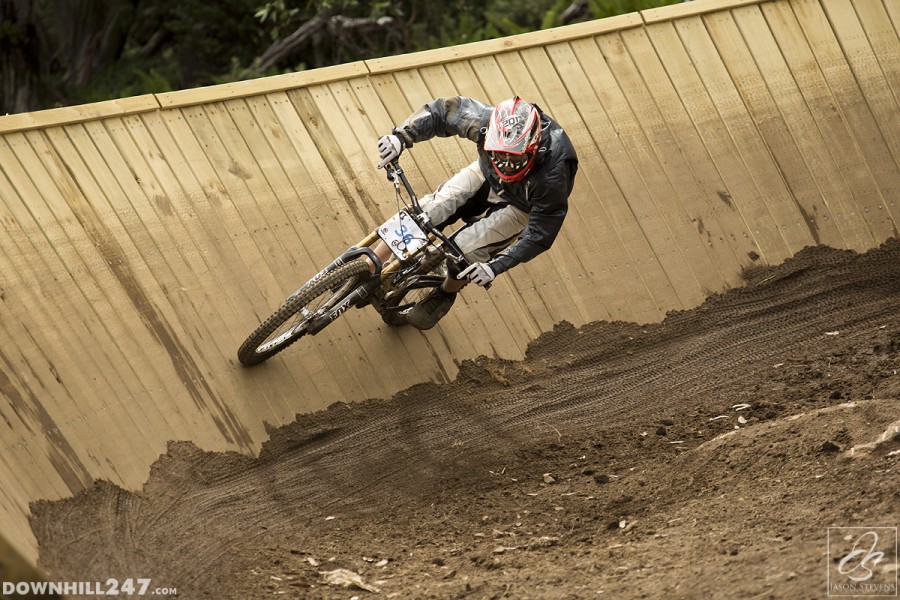 Cam Osiurak hits the new berm at speed.