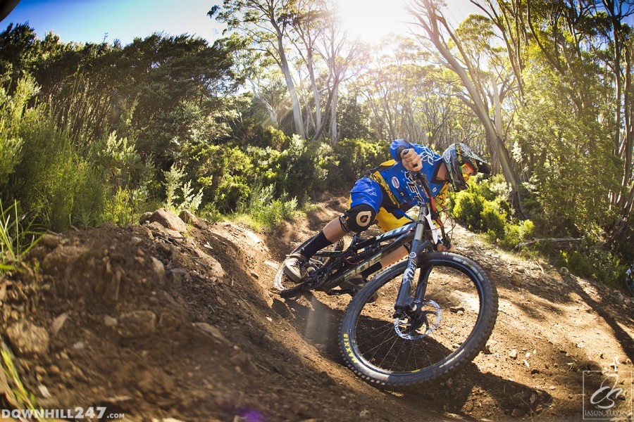 Trent Piribauer holding as much speed as possible into this berm.