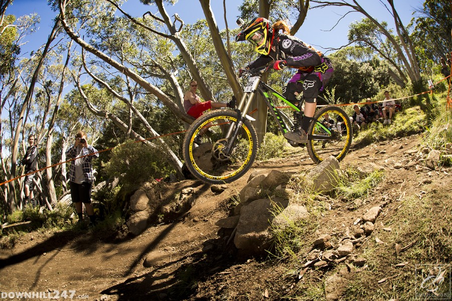 Tegan Molloy drops into the Jeep Track.