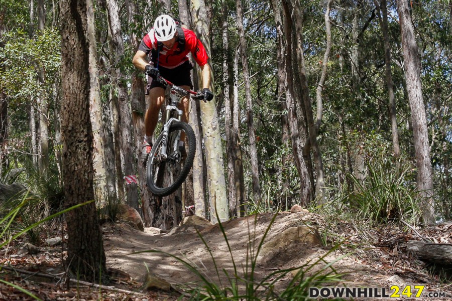 While many saw menace in the knife edge rocks that litter the trail, adventurous riders found joy in the numerous natural jumps to be discovered at Ourimbah. 