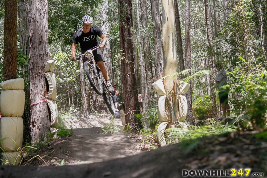 Promount Billet founder Michael Vanos styling it up after a rough run on the CDB trail, losing vital seconds but keeping up to speed after a break from racing.