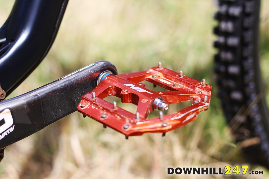 Regardless of whether it is a 'stock' build or a custom jobby pedals is always personal reference. On this day Connor was riding flats but openly admits he can see many of the benefits of clips...