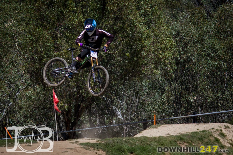 Ben Hill having some fun on the final jump during Sunday morning practice. 