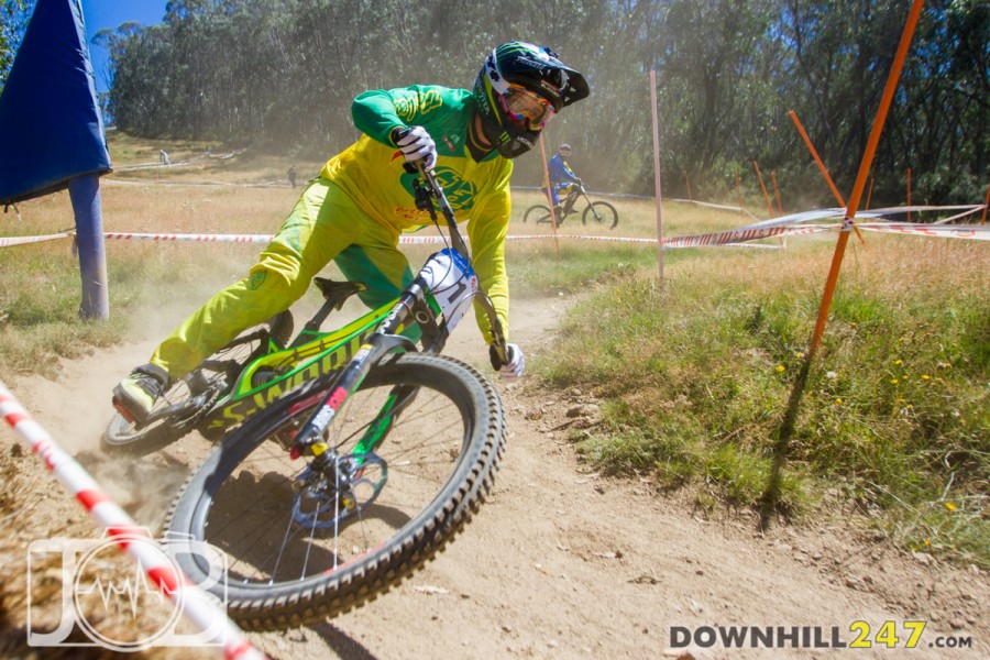 Troy rails a particularly loose section during practice, leaving plenty of dust in his wake.