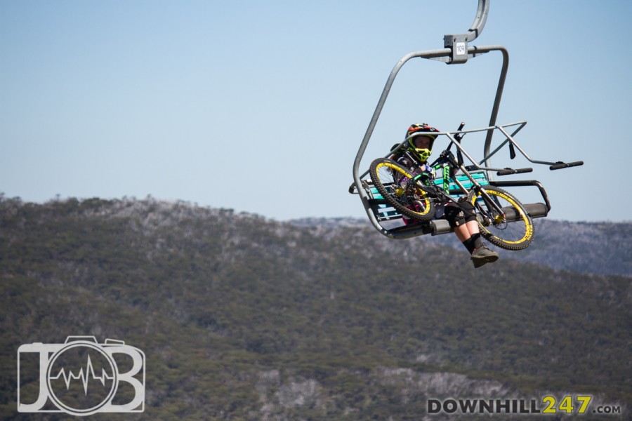 Tegan Molloy relaxing on the way up, getting ready to push her lines and abilities to show her speed this weekend.