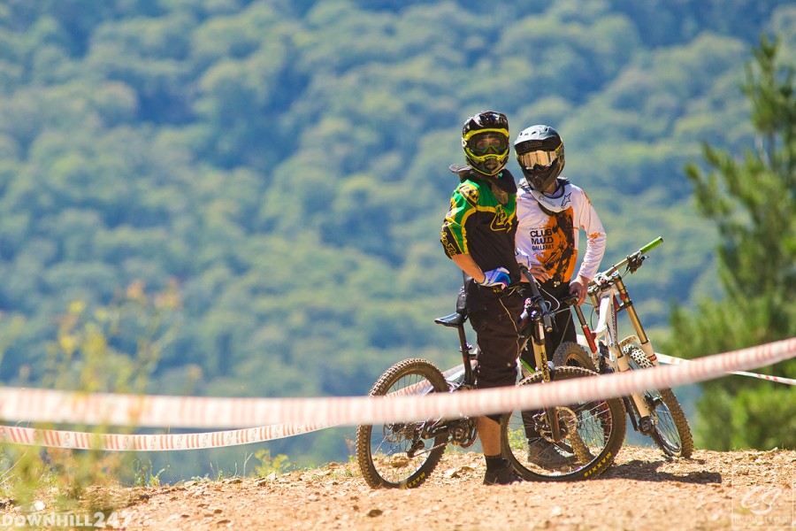 Kyle & Darcy Coutts wait for brother Damon to appear out of the woods.