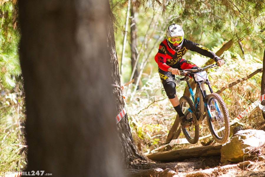 Dean Lucas entering one of the steep off camber sections at high speed.