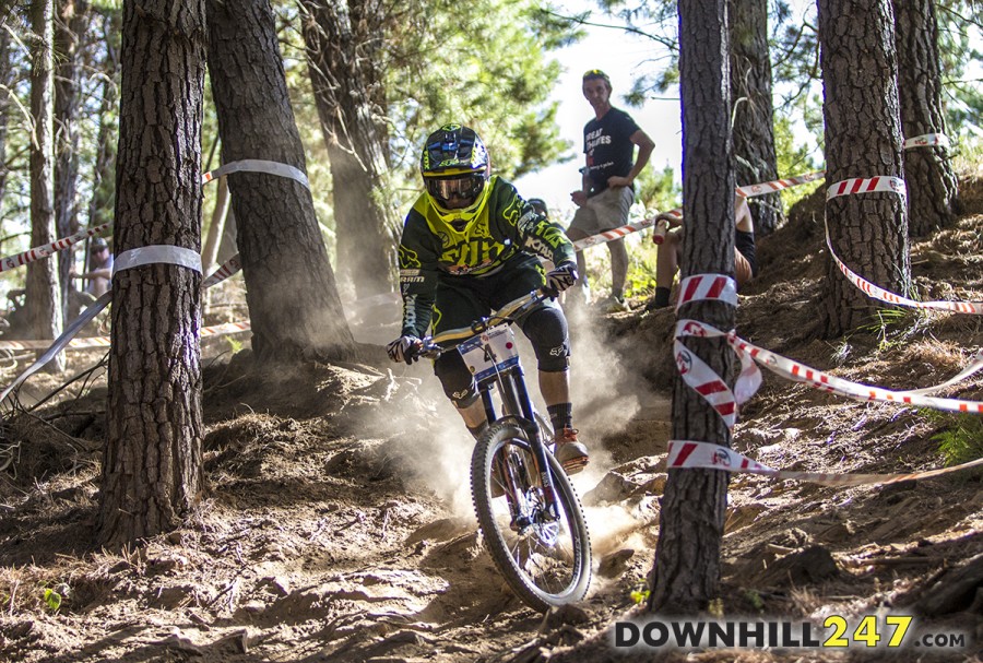 Different lines for riders as  they negotiated there way down the hill.