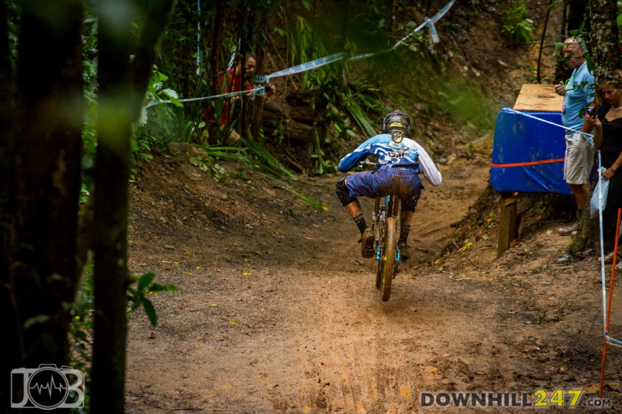 The track was running faster than previous days but the mud was gloopy and was causing riders to crawl along at walking pace on some sections of the track.