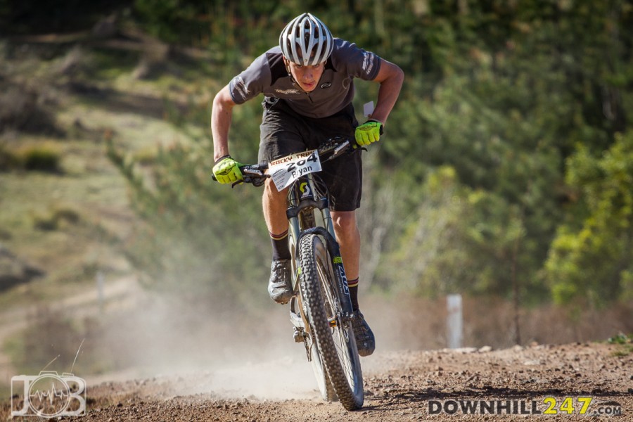 With a gruelling fire trail ascent halfway through Trail 1 (Vapour, DH, Luge) time was won and lost as riders fought the gradient for pace.