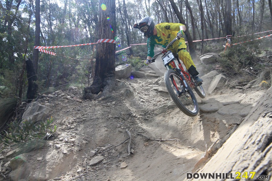 Dave McMillan AKA Mayhem Dave strikes again, displaying his signature speed and style to take the fastest time and an unprecedented 1 minute 57 second race run.  Photo: Edwin Emmerick