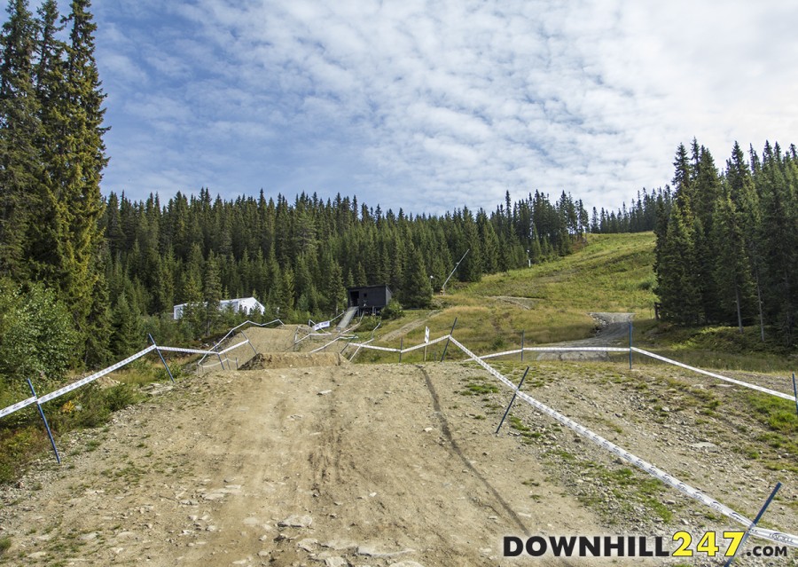 Looking up to the start hut across some of the biggest jumps on the circuit, who will be the style champion here?