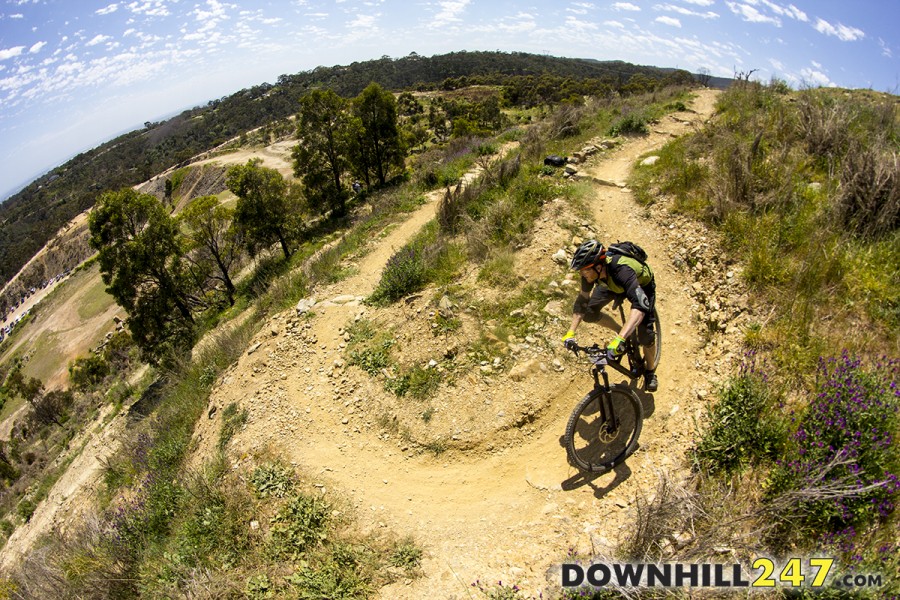 The tight and technical corners on 'North Face' had riders dabbing feet and finding the 'right line'.