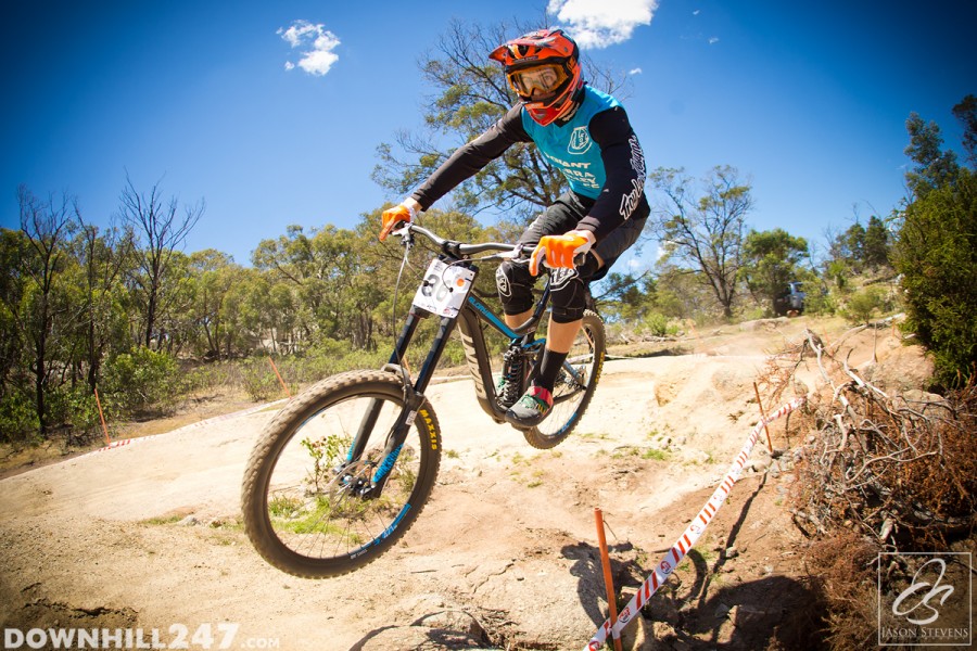 Aiden Varley clears the hip jump with ease, sporting a fresh bike, and kit for the new season.