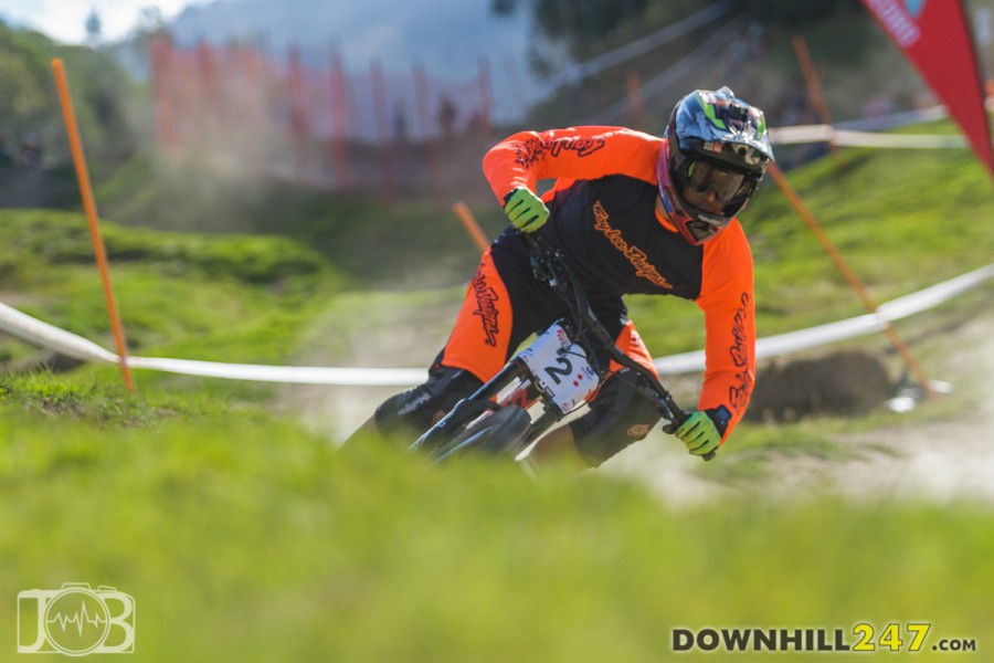 Muddy with his eyes on the podium. A new bike not slowing him down as he got up to speed quickly!