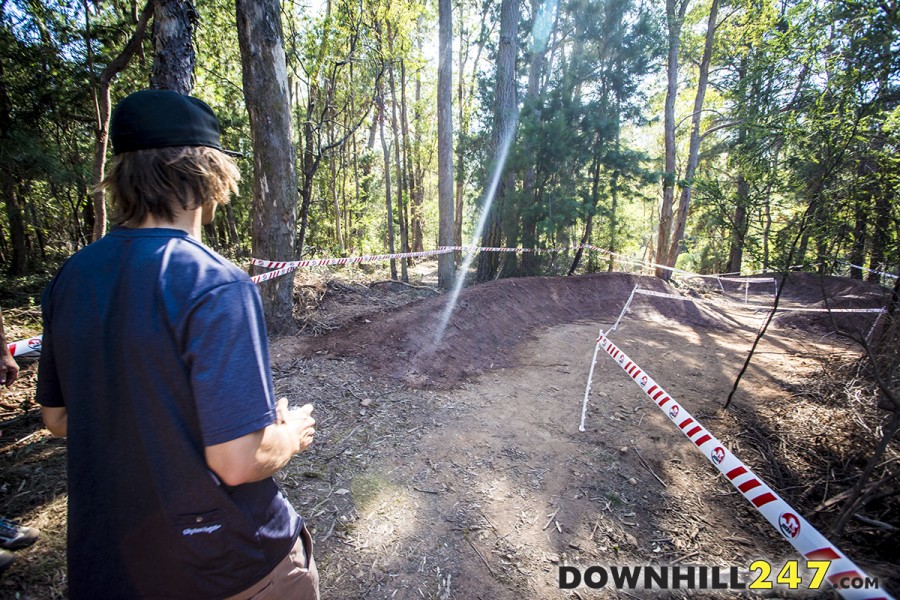 The track at Bright is very similar to last year, there are a few additions, such as these corners at the bottom which Graeme Mudd is investigating.