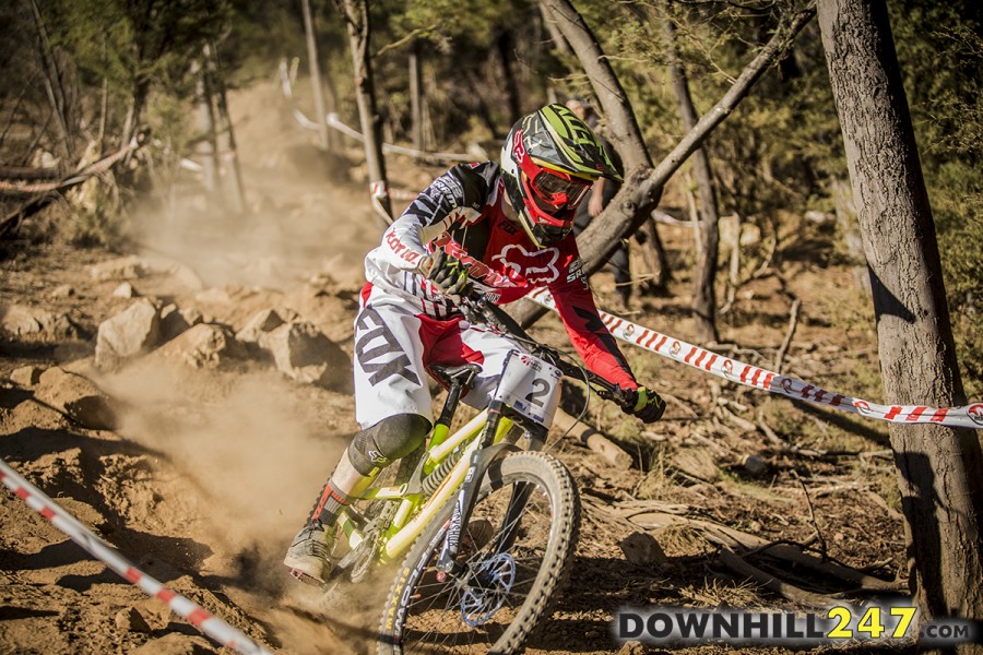 Connor Fearon exiting the rock garden which had seen some work from last year.