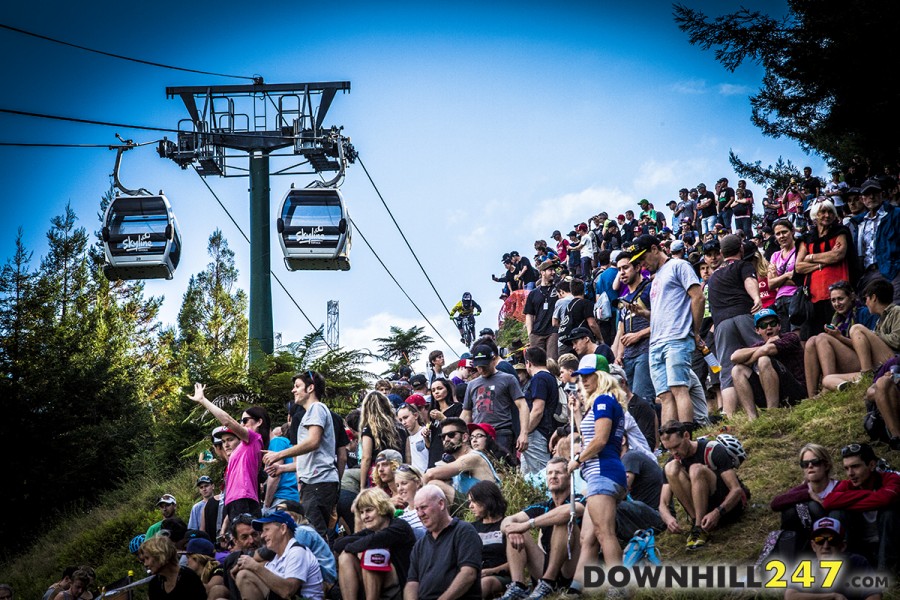 There were a lot of spectators on the hill today, creating a lot of noise for the riders. Can you spot the rider?