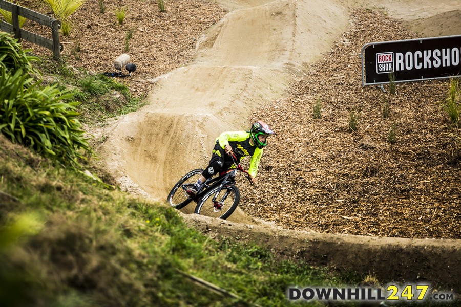 The berms on the pump track were well groomed, so much so they had a mulch blower on it to dry and clear it.  