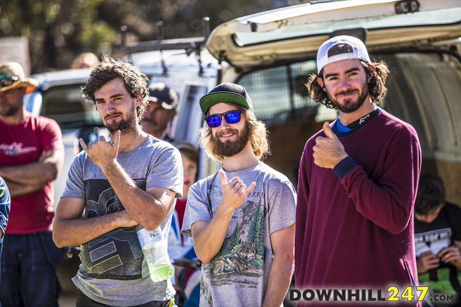 Varying amounts of facial hair, all giving the thumbs up for the weekend!