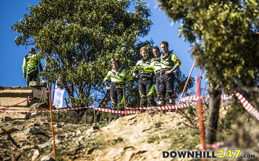 Sussing lines, these council workers, sorry race team were hard to miss in their fluro kit!