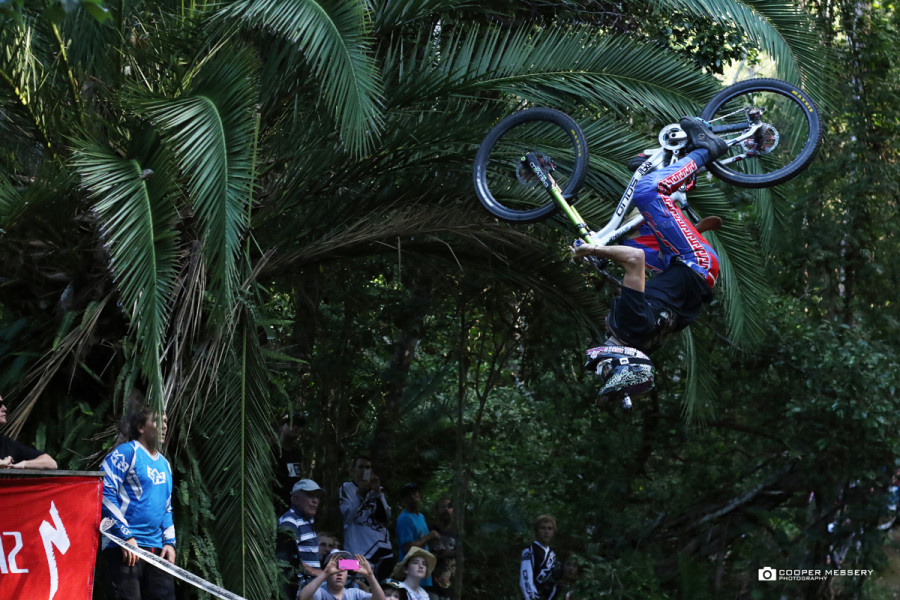 Sam Fraser: upside down and sideways in his final race run on the way to 5th place.