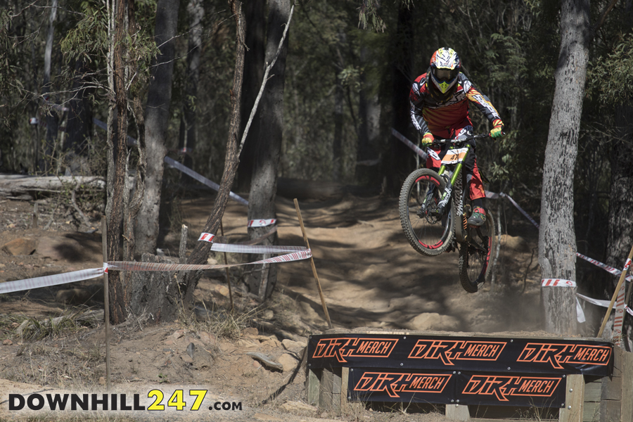 Luke Butcher styling it out on the final jump.