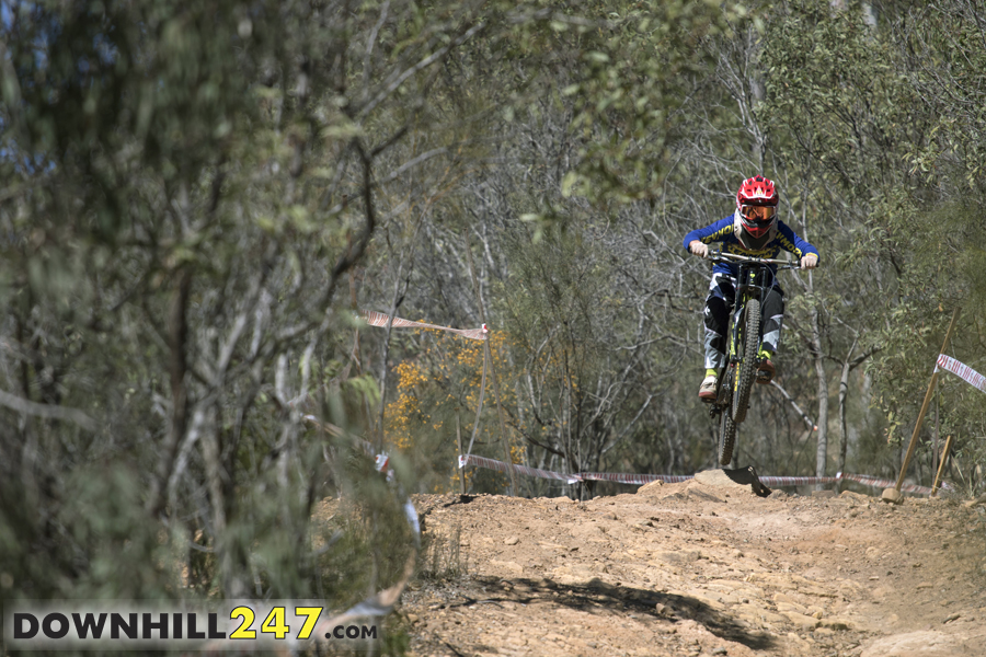 There were plenty of U/15s shuttling endless mega-trains all Saturday: Caleb Rees sends it off a rock kicker with an endless landing.