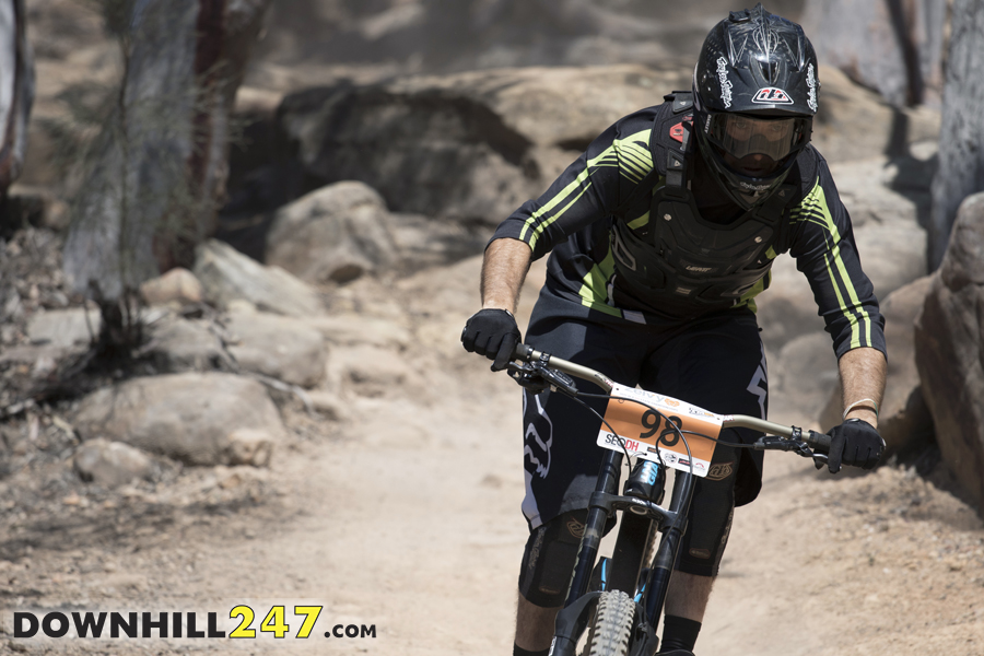 Graeme Reid had an extremely unusual race run. He caught the rider in front of him in the worst place possible and they both ended up on the ground at the bottom of possibly the most technical part of the track.