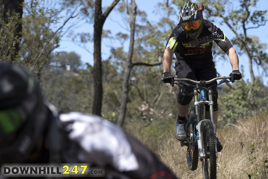 Warrick McNab about to duck into an endless section of switchbacks.