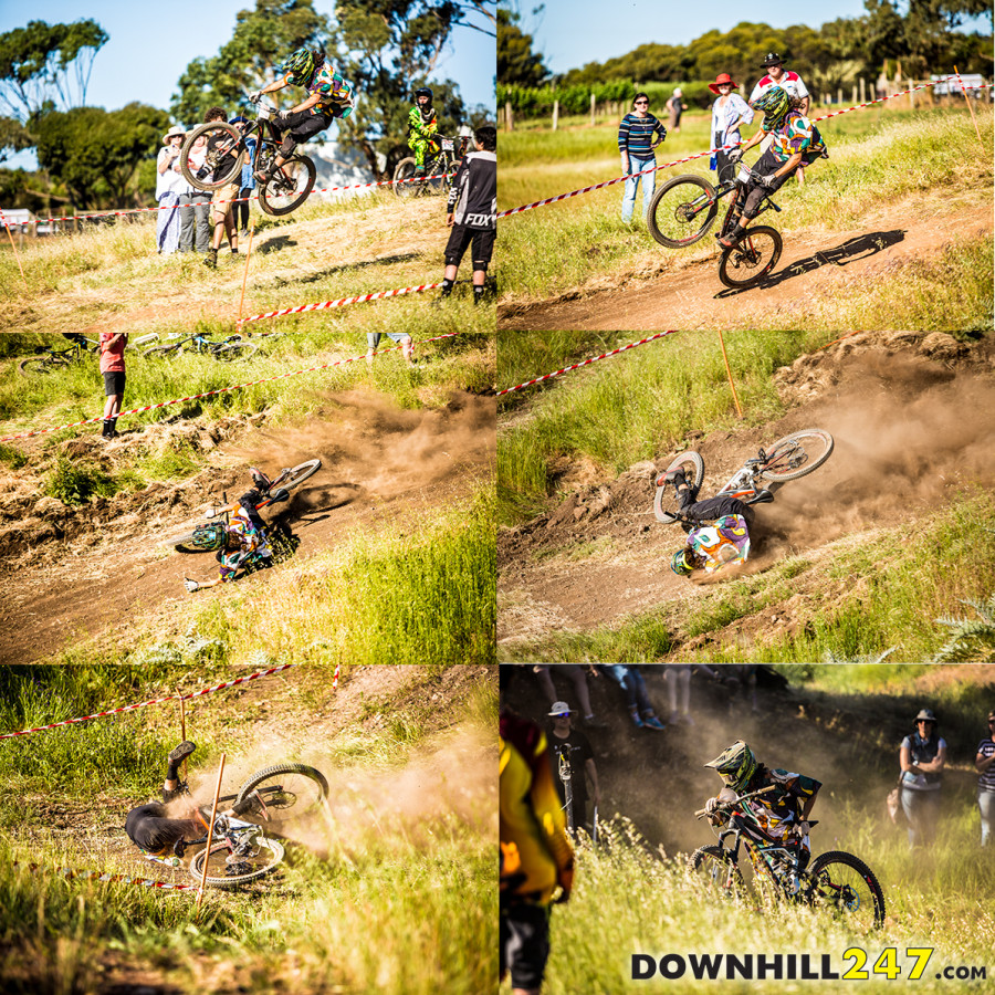 Ouch! Jackson Davis sent the final step down (on his little bike) and didn't quite hold it, he was okay though!