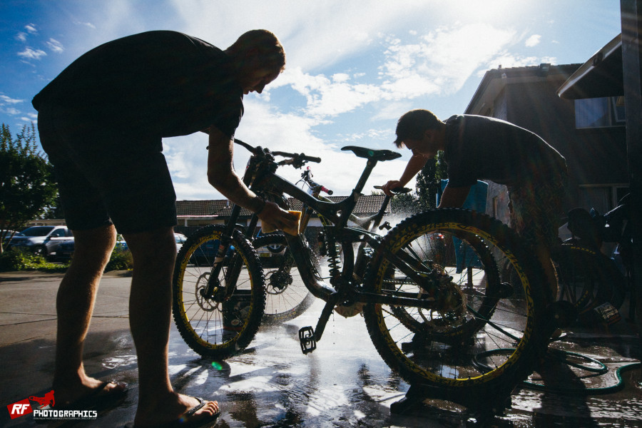 Prepping before race day.