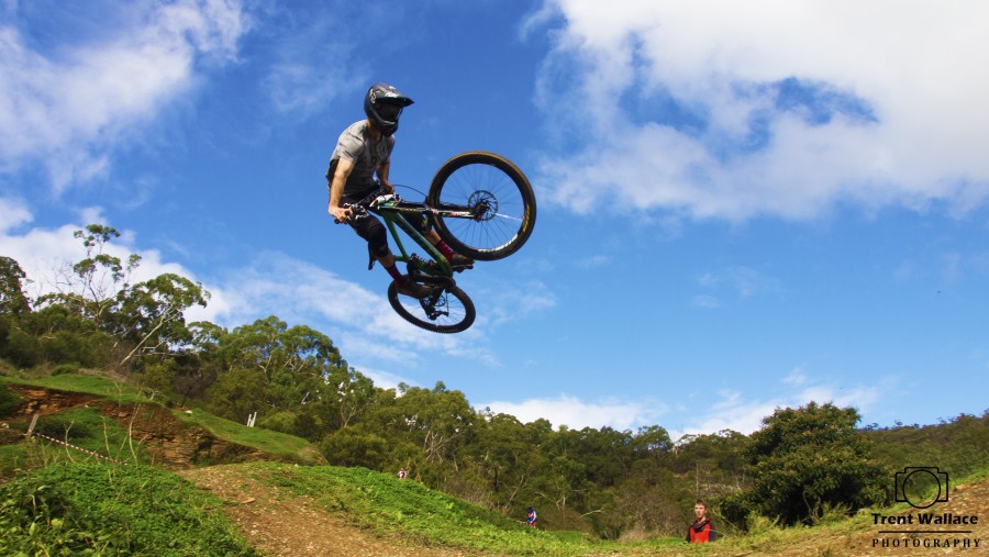 Connor Fearon throwina�� some whips during practice before his World Cup race in Fort William.