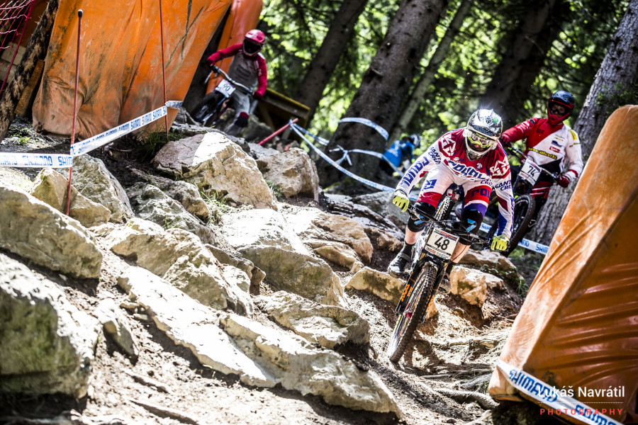 Steve Peat in the rock garden for one of the last world cups of his career.