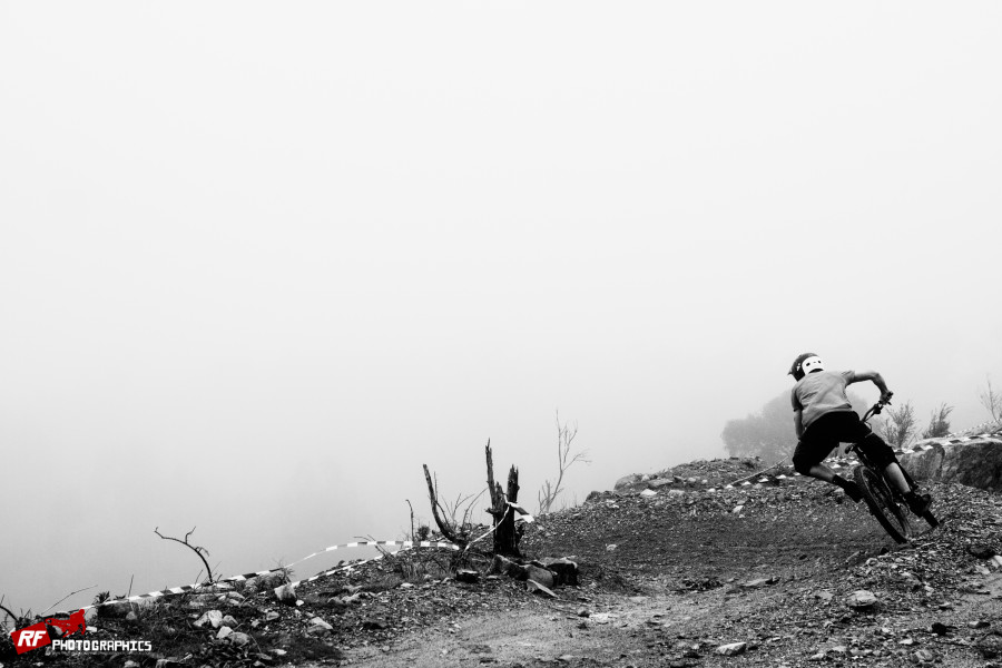 Dropping into the clouds on the first stage of the day