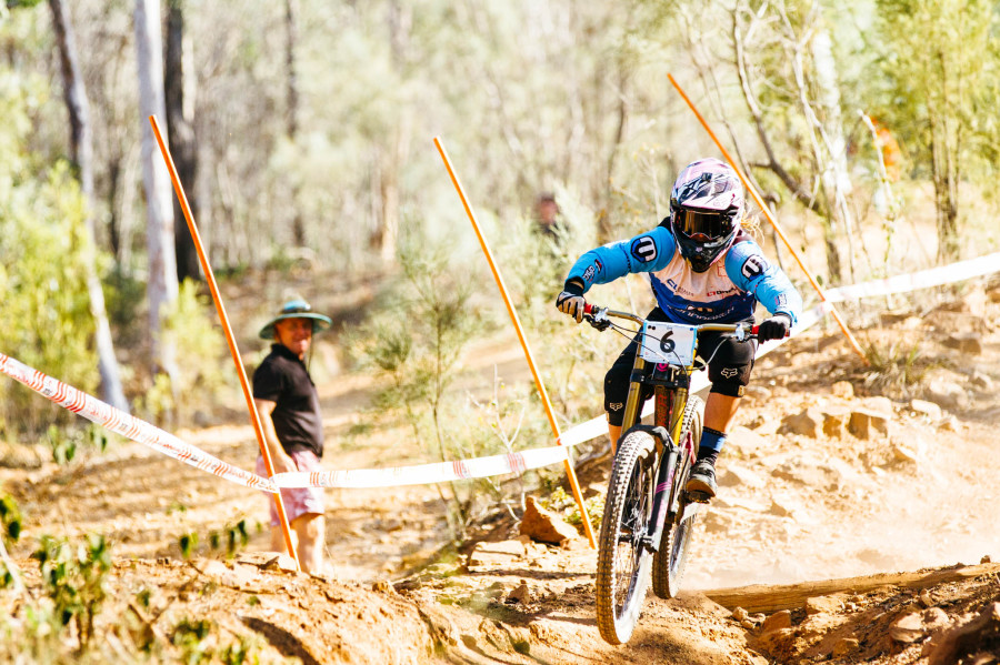 Kellie Weinert bombing down one of the fastest sections on the track