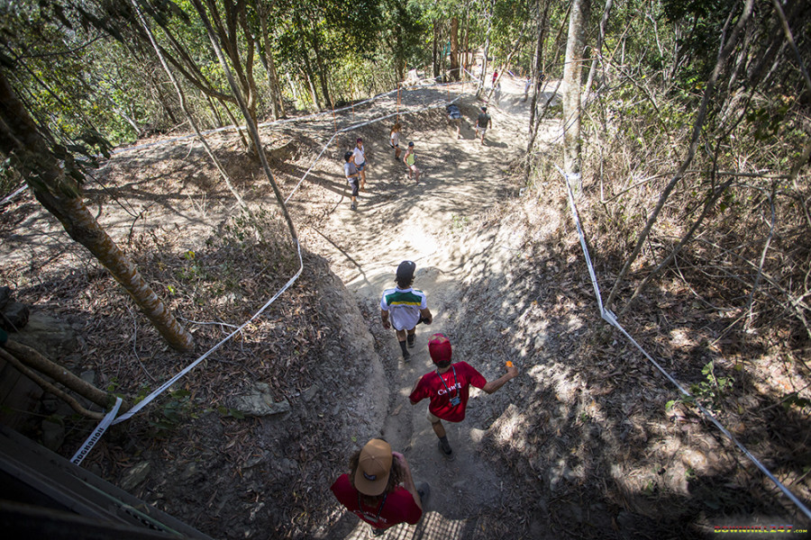 The majority of the track looks very similar to the course we raced on last year. Riders were commenting that the light changes between the bright open sections and the dark jungle could throw another challenge into the mix.