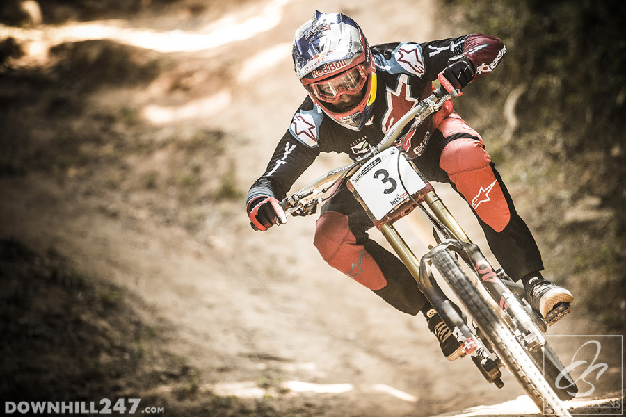 Aaron Gwin keeping it low and fast.
