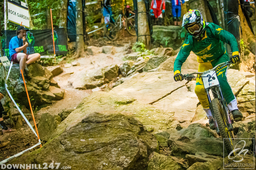 Troy Brosnan with his Aussie themed kit and bike looking the goods!