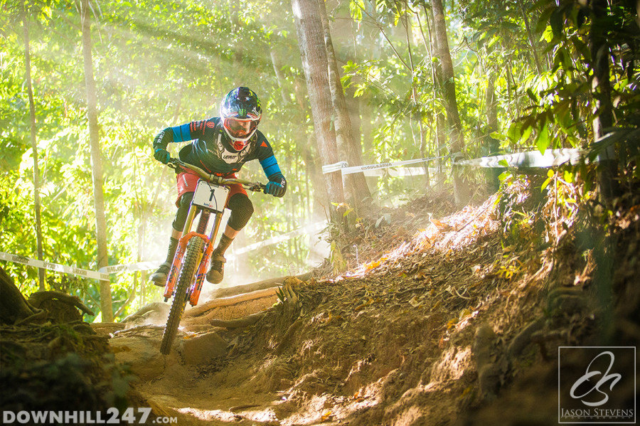 Pic of the day! Jason Stevens Photography capturing Danny Hart carving through the dust and light along the bottom section.