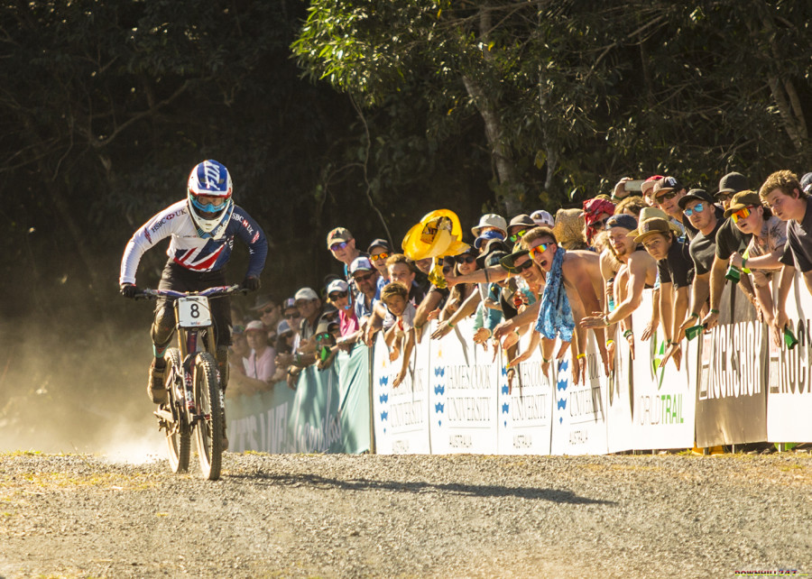 The crowd was willing all the riders on as they headed for the finish line.