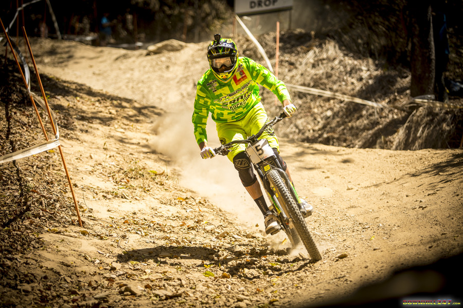 Jack Moir taking an inside line into the whoops.